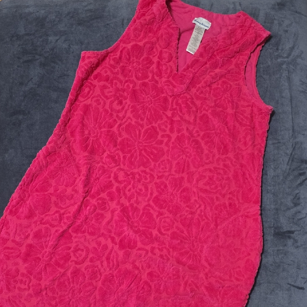 Tommy Bahama Hot Pink Terry Floral Tank Dress